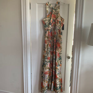 NEVER WORN! Cream & Floral Long Maxi Dress